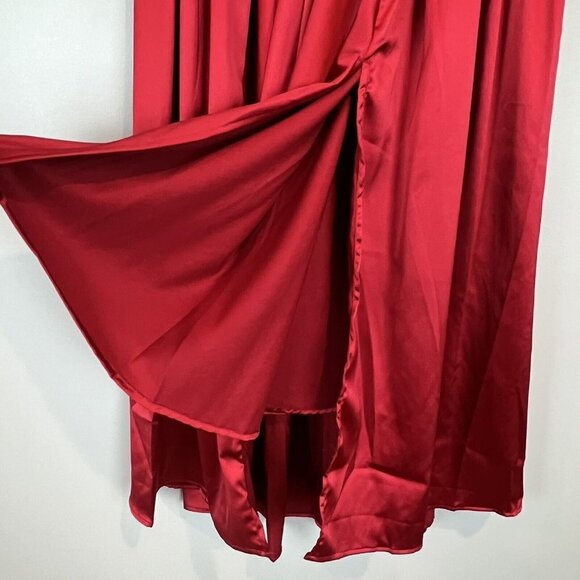 Making The Cut Skirt Jeanette's Maxi Hi Lo Pleated Skirt NWT Size XS Red Satin - Picture 5 of 13